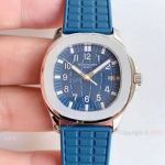 JSwiss Replica Patek Philippe Aquanaut Luce SS Blue Dial Watch 35mm